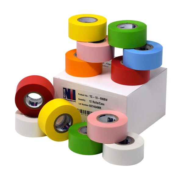 Nevs 1 wide x 500 Rainbow Labeling Tape, PK12 TC-10-RNBW - main